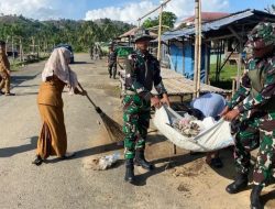 Kodim 1314 Gorontalo Utara Gelar Karya Bakti Pembersihan Pasar Sambut HUT TNI ke-80