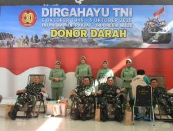 Korem 133/NW Gelar Donor Darah, Wujud Sinergi dan Kepedulian Dalam Rangka HUT TNI ke-80