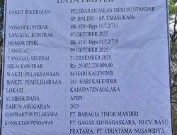 Proyek Pelebaran Jalan SP. Balibo – SP. Umasukaer di Malaka Dimulai, Kontrak Rp 20,4 Miliar