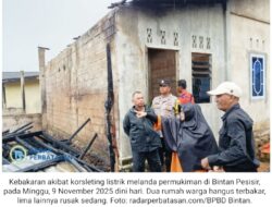 Korsleting Listrik Picu Kebakaran di Bintan Pesisir, Dua Rumah Hangus dan Lima Rusak Sedang