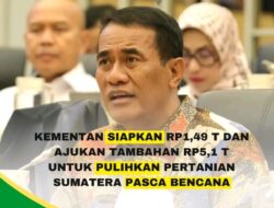 Kementan Siapkan Rp1,49 Triliun dan Ajukan Tambahan Rp5,1 Triliun untuk Pulihkan Pertanian Sumatera Pasca Bencana