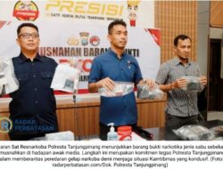 Komitmen Sikat Habis Narkoba, Polresta Tanjungpinang Musnahkan Puluhan Gram Sabu Milik Tersangka NK