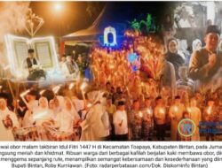 Cahaya Obor Membelah Malam, Ribuan Warga Bintan Sambut Kemenangan dengan Syahdu