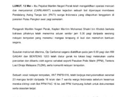 23 WNI Korban Kapal Tenggelam di Perairan Pulau Pangkor Berhasil Diselamatkan