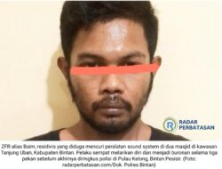 Maling Sound System Masjid di Bintan Akhirnya Tertangkap