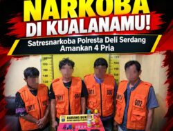 GSN Polresta Deli Serdang Gerebek Kualanamu, 4 Pria Positif Narkoba Diamankan — Amok Diduga Pemasok Sabu Diburu!