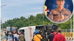 Bus Pemkab Bintan Kontra Xpander di Jembatan Kangboy